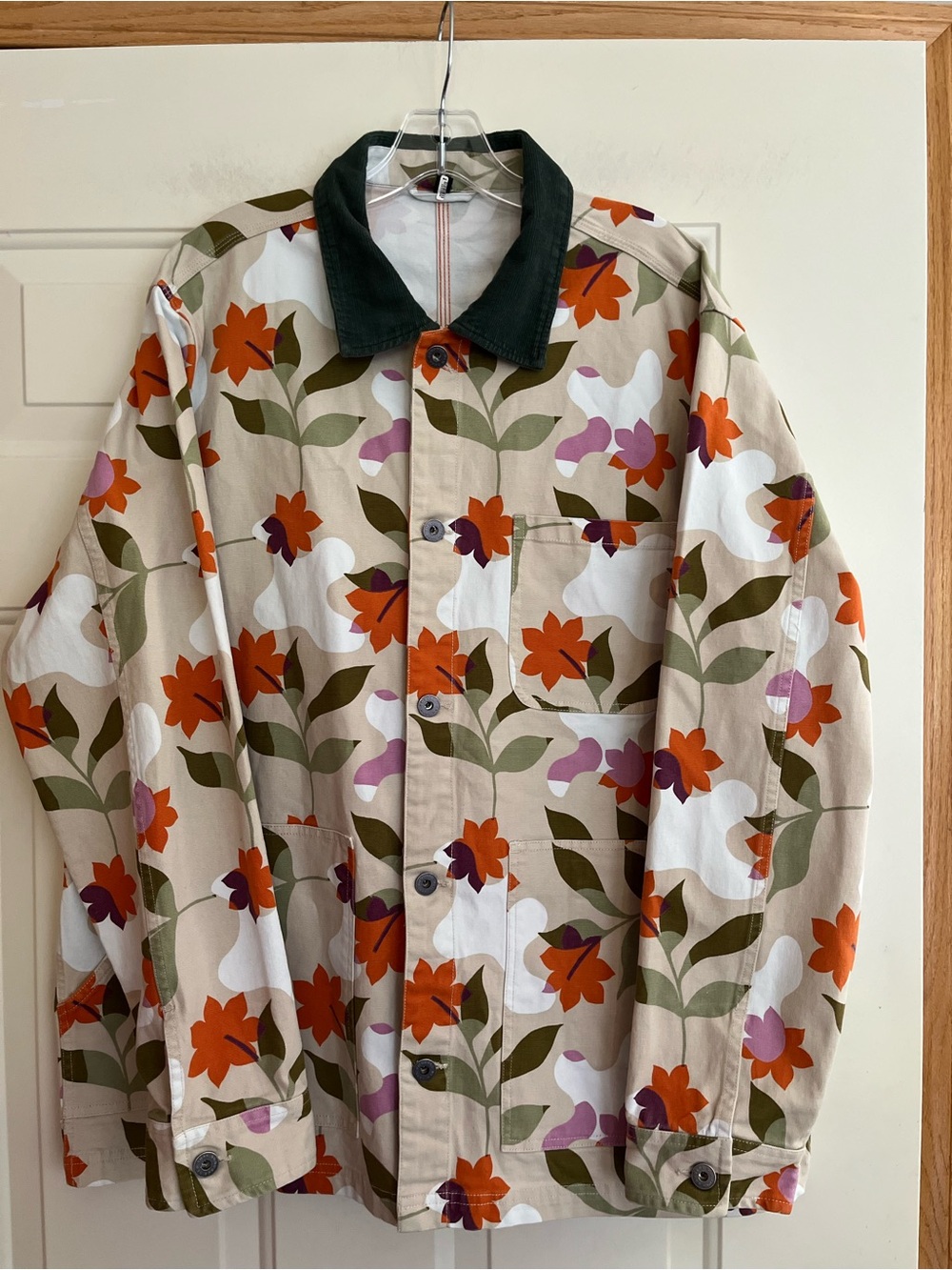 Men’s Bonobos cotton canvas utilitarian khaki floral chore shacket. Size XL